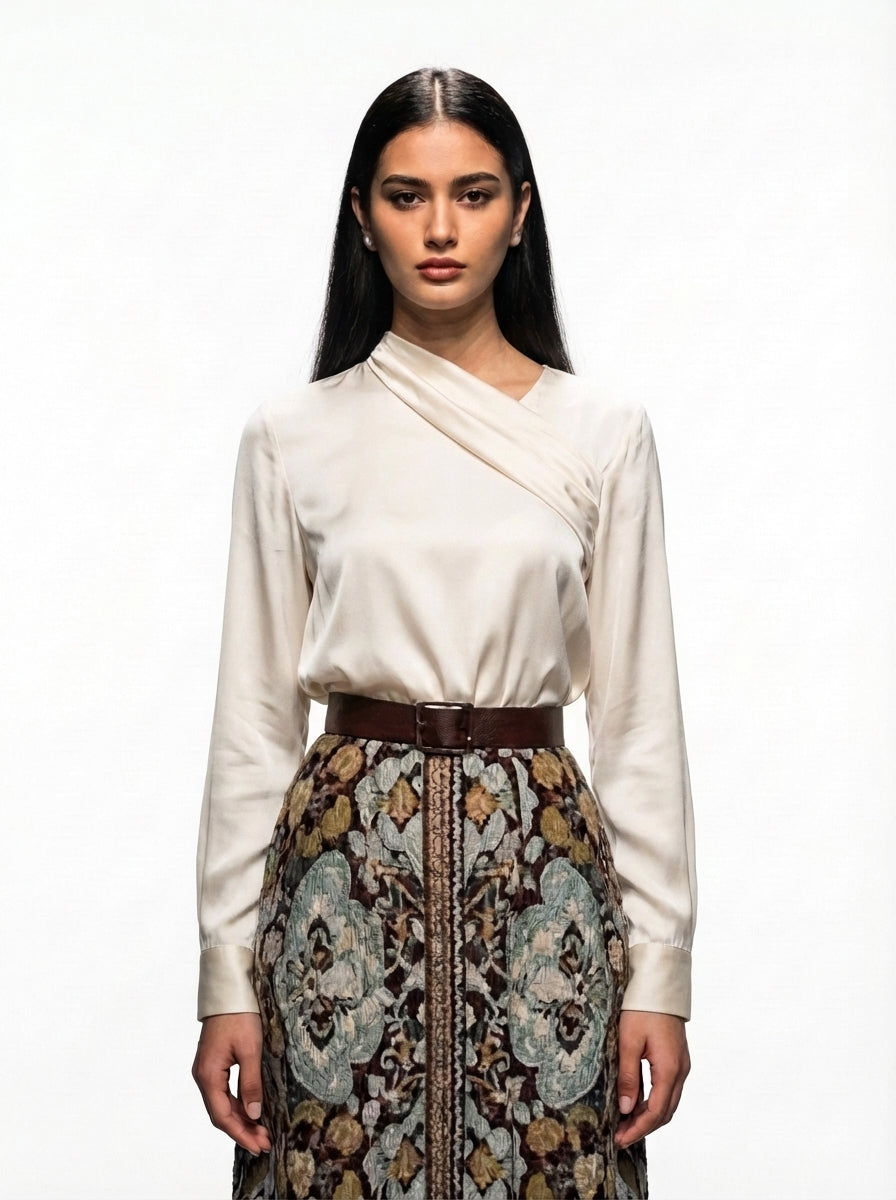 Mocha Moonlight Satin Blouse