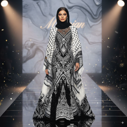 Karama – Grand Soirée Dress with Kufiya Cape