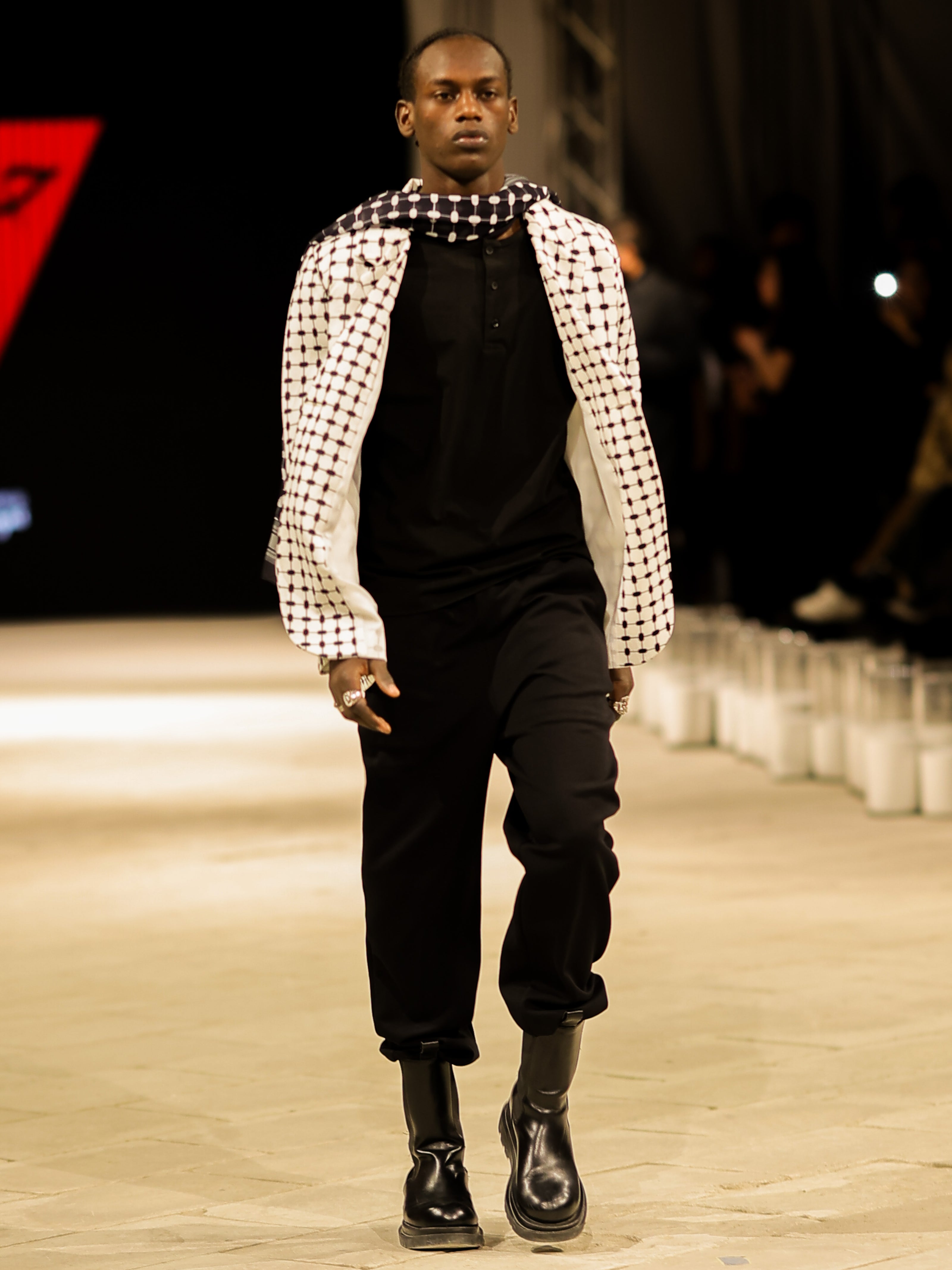 model with jacket from Horra collection by designer mohamed nour