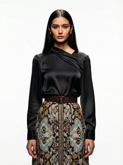 Mocha Moonlight Satin Blouse