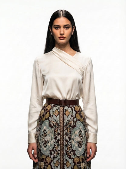 Mocha Moonlight Satin Blouse