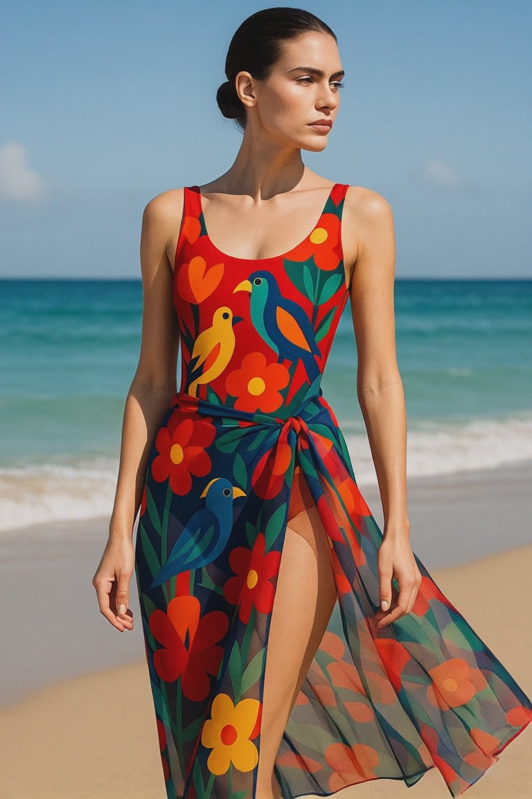 model with swim suite walk 